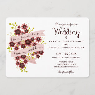 Romantische Blumen-Hochzeitseinladung 'Lied Salomo Einladung