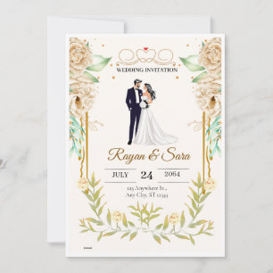 Romantische Blumen-Hochzeitseinladungsvorlage Einladung