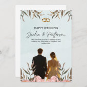 Romantische Blumen-Hochzeitsvorlage, Wasser Einladung (Vorne/Hinten)