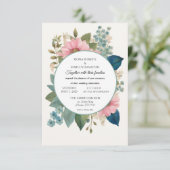 Romantische Blumen & Minimalistische Hochzeit RSVP Karte (Stehend Vorderseite)