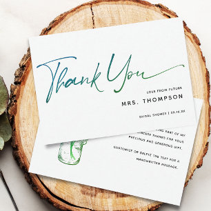 Romantische Blumen Moderne Schrift Junggesellinnen Dankeskarte