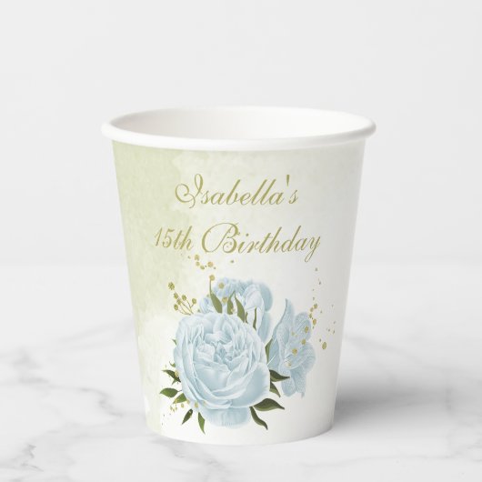 romantische Blumen Pappbecher (Vorderseite)