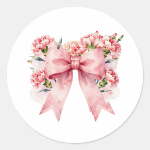 Romantische Blumen-Schleifen-Illustration Runder Aufkleber