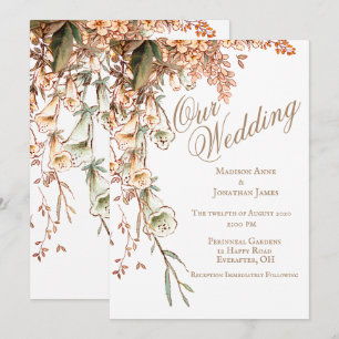 Romantische Blumen-Script Elegante Schicke Hochzei Einladung