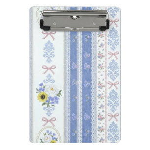 Romantische Blumen-Spitze-Pfingstrose Softblau Ros Mini Klemmbrett