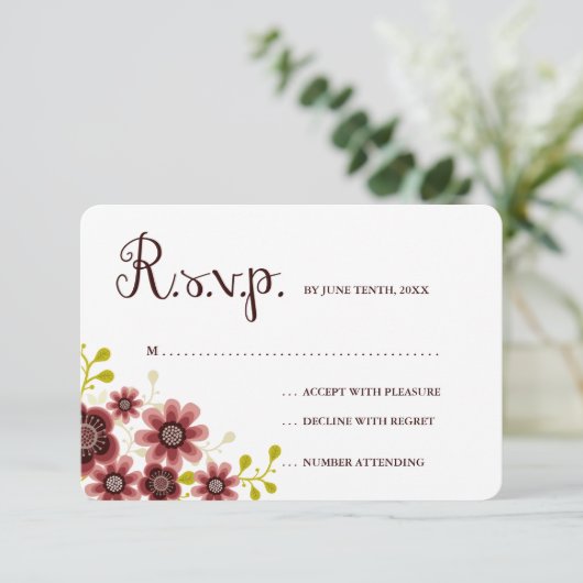 Romantische Blumenbannerblume Hochzeit RSVP (Stehend Vorderseite)