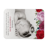 Romantische Blumenblüten Foto Geburtserklärung Magnet (Horizontal)