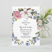 Romantische Blumenbouquet Bridesmaids Luncheon Einladung (Stehend Vorderseite)