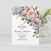 Romantische Blumenbouquet Brunch & Bubbly Einladung (Stehend Vorderseite)