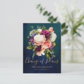 Romantische Blumenbouquet Emerald Green Gold Hochz Ankündigungspostkarte (Stehend Vorderseite)