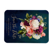 Romantische Blumenbouquet Emerald Green Gold Hochz Magnet (Horizontal)