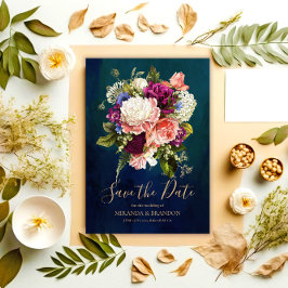 Romantische Blumenbouquet Emerald Green Gold Hochz Save The Date