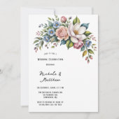 Romantische BlumenBouquet Hochzeitsfeier Einladung (Vorderseite)