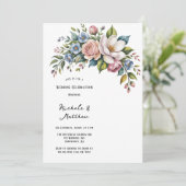 Romantische BlumenBouquet Hochzeitsfeier Einladung (Stehend Vorderseite)