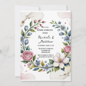 Romantische BlumenBouquet Hochzeitsfeier Einladung (Vorderseite)