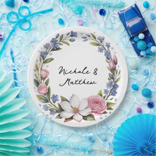 Romantische Blumenbouquet Wedding Pappteller (Party)