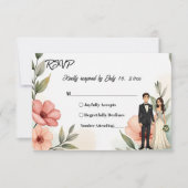 Romantische Blumengartenbräune und Hochzeitsfeier RSVP Karte (Vorderseite)