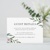 Romantische Blumengastdetails Begleitkarte (Stehend Vorderseite)