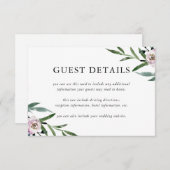 Romantische Blumengastdetails Begleitkarte (Vorne/Hinten)