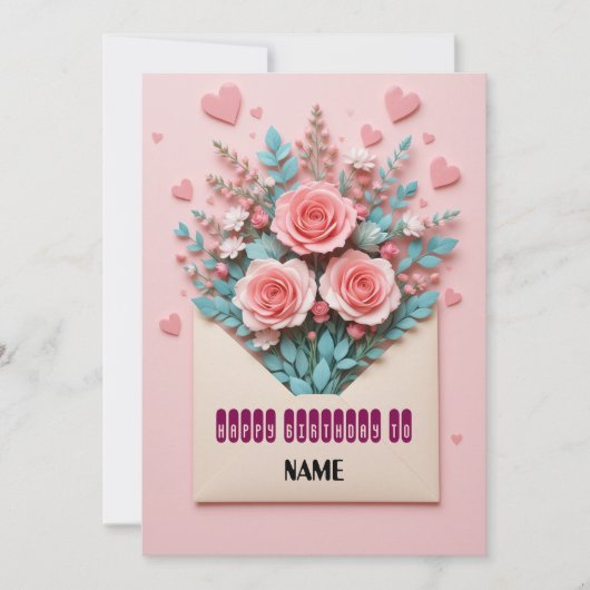 Romantische Blumengeburtkarte (Vorderseite)