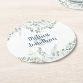 Romantische blumengeschmückte Blume Hochzeit Runder Pappuntersetzer (Angewinkelt)