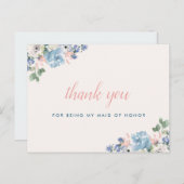 Romantische blumengeschmückte Trauzeugin danke Einladungspostkarte (Vorne/Hinten)