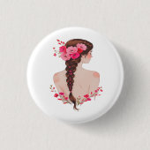 Romantische Blumengestalt mit Rose - Elegante Kuns Button (Vorderseite)