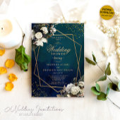 Romantische Blumengolden Wreath Smarald Green Wedd Einladung