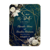 Romantische blumengoldene Trauung retten Datum Magnet (Vertikal)