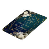 Romantische blumengoldene Trauung retten Datum Magnet (Linke Seite)