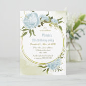 Romantische Blumengoldkranz Geburtstagsparty Einladung (Stehend Vorderseite)