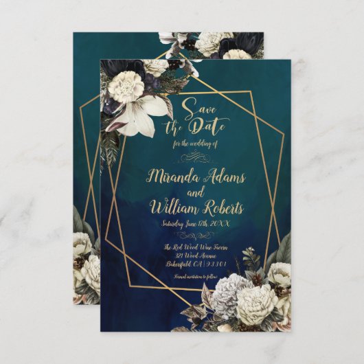 Romantische Blumengoldkraut Save the Date Hochzeit Einladung (Vorne/Hinten)