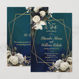 Romantische Blumengoldkraut Save the Date Hochzeit Einladung