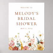 Romantische Blumenhochzeit Begrüßungszeichen Poster (Vorne)