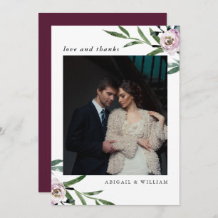 Romantische Blumenhochzeit Danke Fotokarte