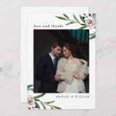 Romantische Blumenhochzeit Danke Fotokarte (Vorne/Hinten)