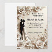 Romantische Blumenhochzeit Einladung (Vorne/Hinten)