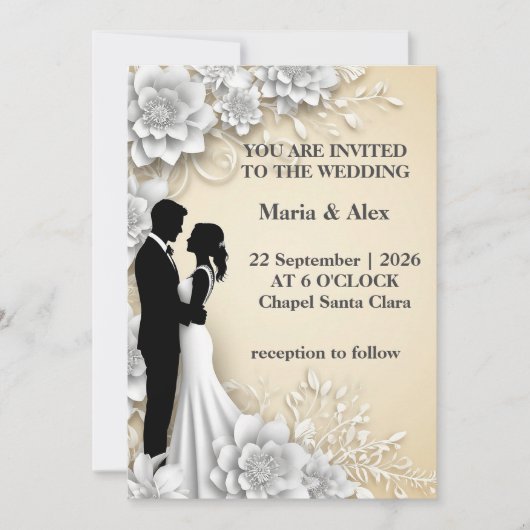 Romantische Blumenhochzeit Einladung (Vorderseite)