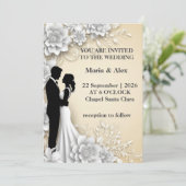 Romantische Blumenhochzeit Einladung (Stehend Vorderseite)