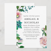 Romantische Blumenhochzeit Einladung (Vorne/Hinten)