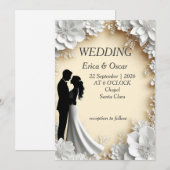 Romantische Blumenhochzeit Einladung (Vorne/Hinten)