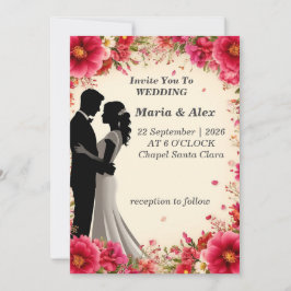 Romantische Blumenhochzeit Einladung