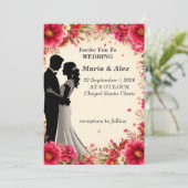 Romantische Blumenhochzeit Einladung (Stehend Vorderseite)