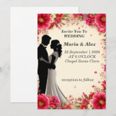 Romantische Blumenhochzeit Einladung (Vorne/Hinten)
