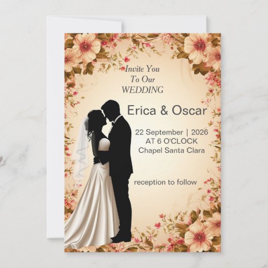Romantische Blumenhochzeit Einladung (Vorderseite)