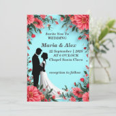 Romantische Blumenhochzeit Einladung (Stehend Vorderseite)