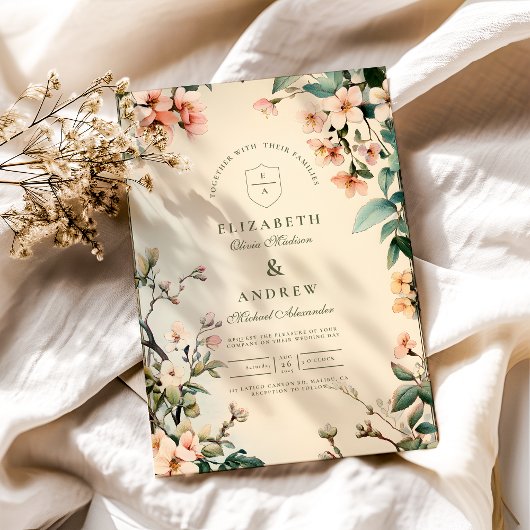 Romantische Blumenhochzeit Einladung