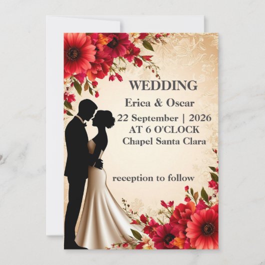 Romantische Blumenhochzeit Einladung (Vorderseite)