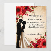 Romantische Blumenhochzeit Einladung (Vorne/Hinten)