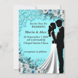 Romantische Blumenhochzeit Einladung
